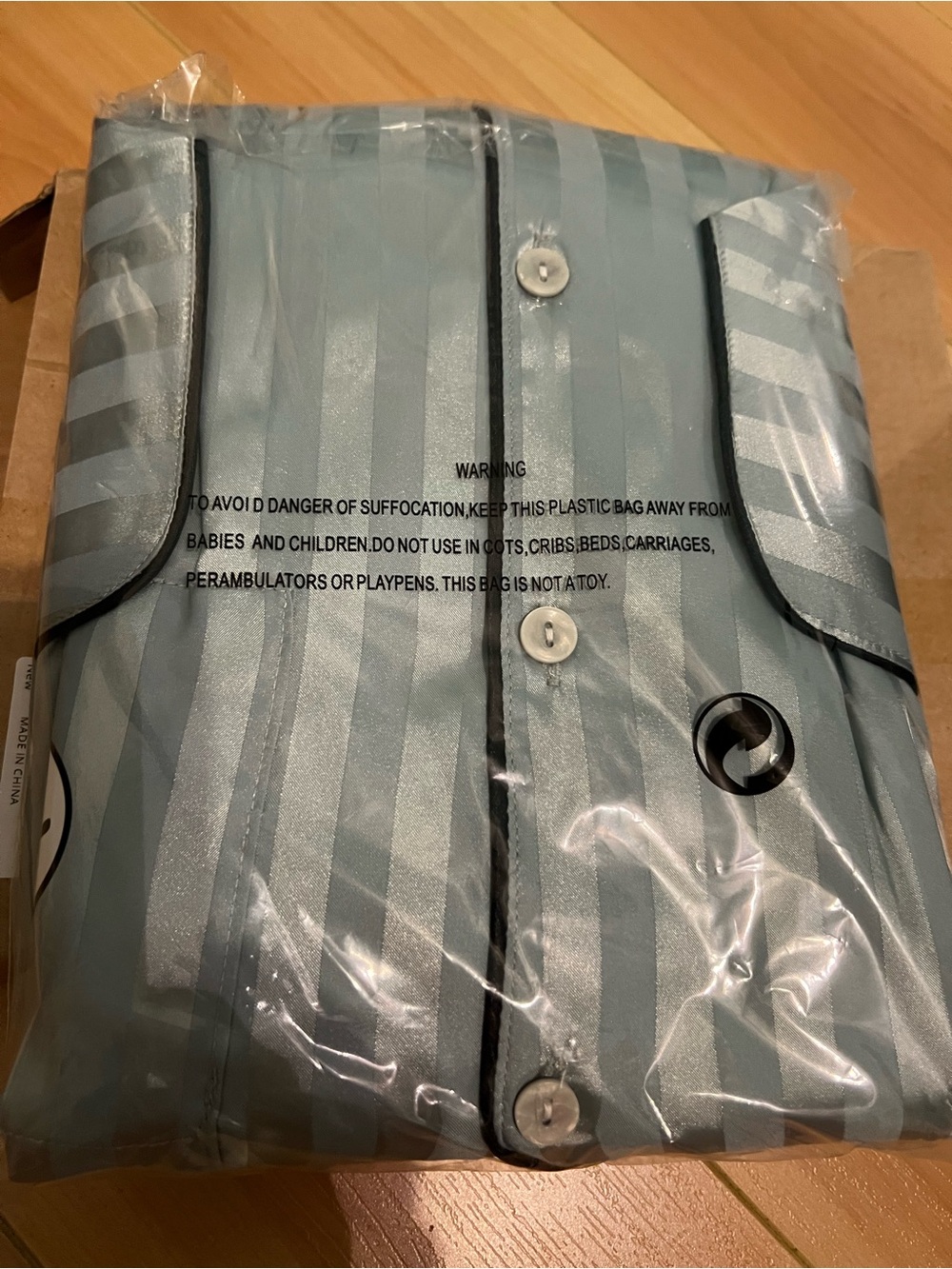 Skin Light Blue Satin Pajama Set - Soft Stripe Sheen